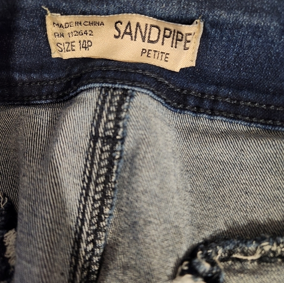 Sandpiper Jean Shorts Bermuda Shorts Denim Blue 14P Embroidered Decor - Picture 5 of 11